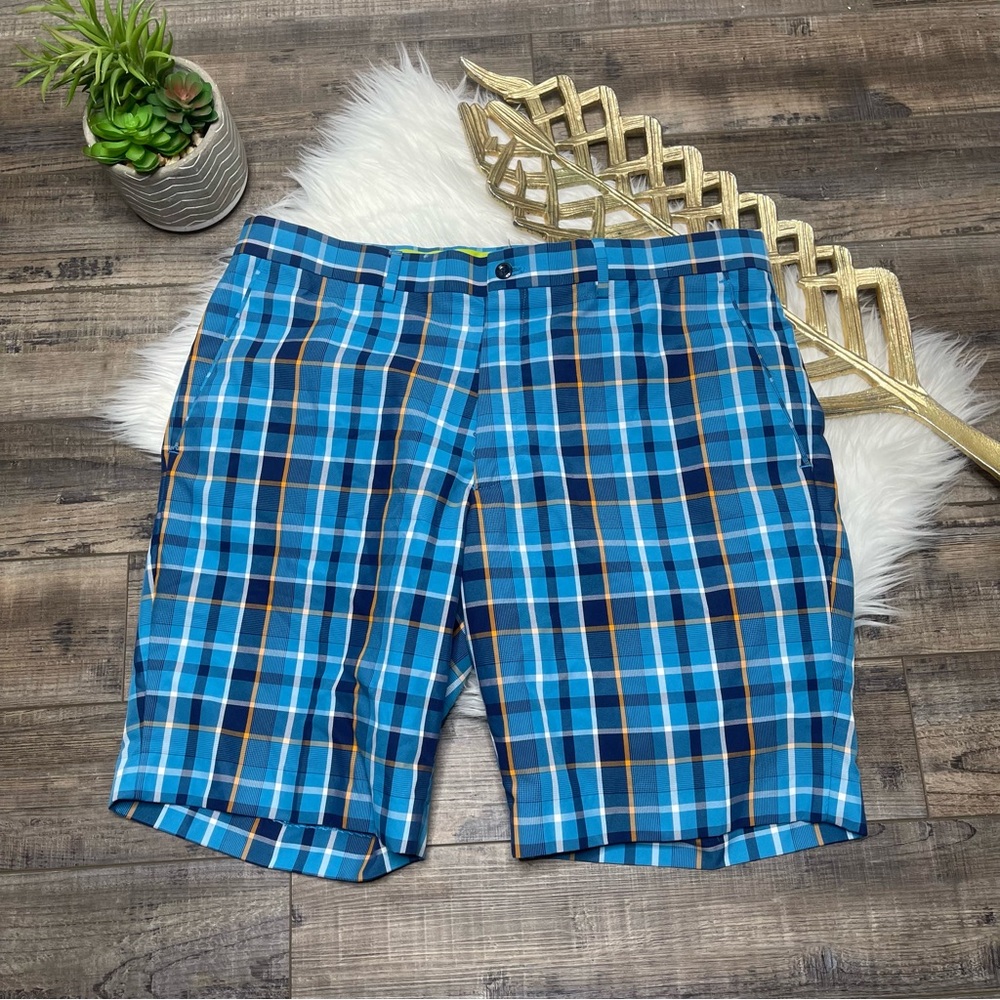 Louis Raphael Golf Blue Plaid Shorts